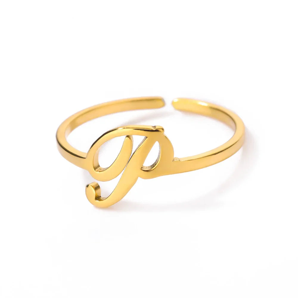 Anillo fino personalizado con inicial p