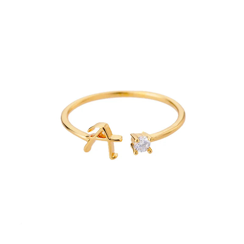 Anillo fino para mujer personalizado con inicial a