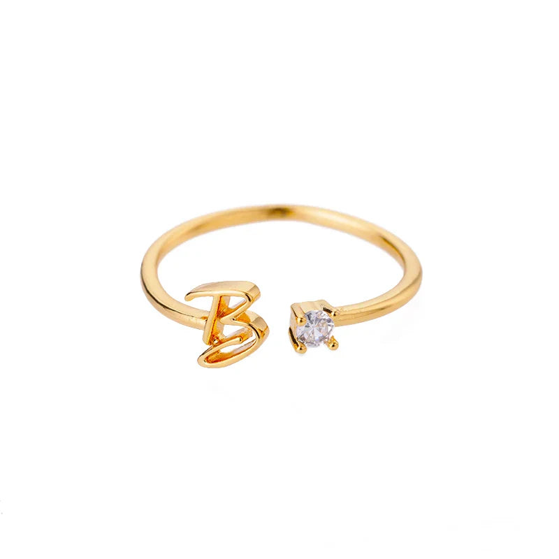 Anillo fino para mujer personalizado con inicial b