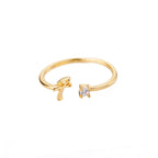 Anillo fino para mujer personalizado con inicial f