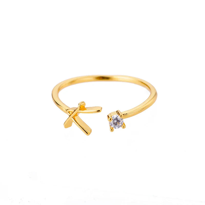 Anillo fino para mujer personalizado con inicial v