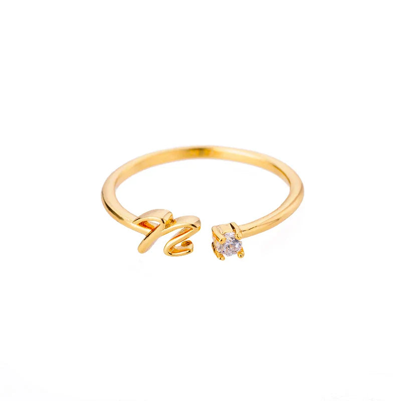 Anillo fino para mujer personalizado con inicial n