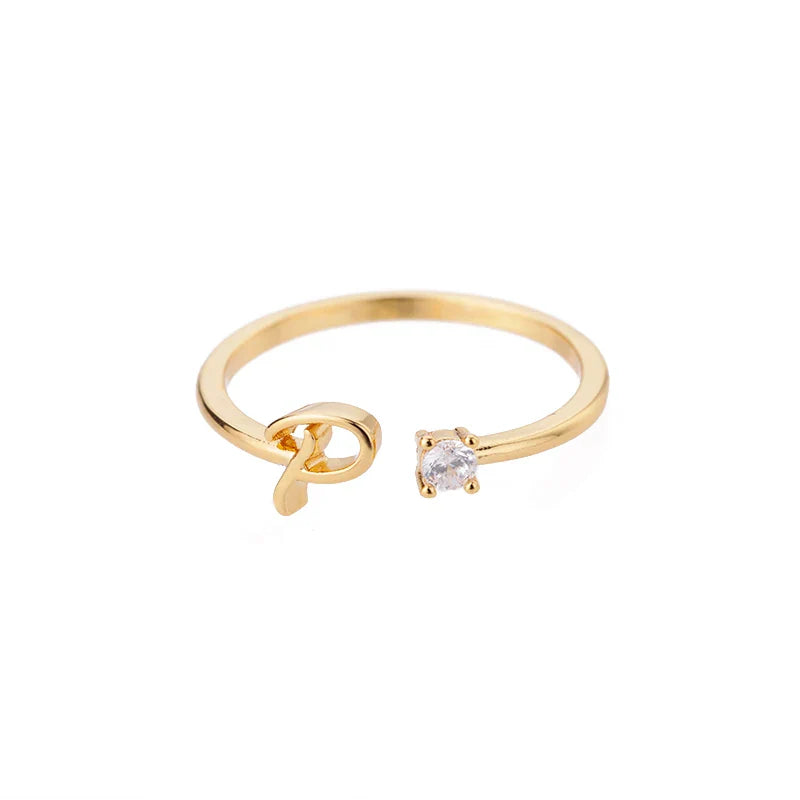 Anillo fino para mujer personalizado con inicial p