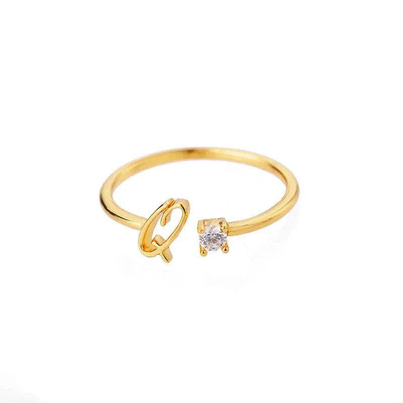 Anillo fino para mujer personalizado con inicial q