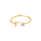Anillo fino para mujer personalizado con inicial t