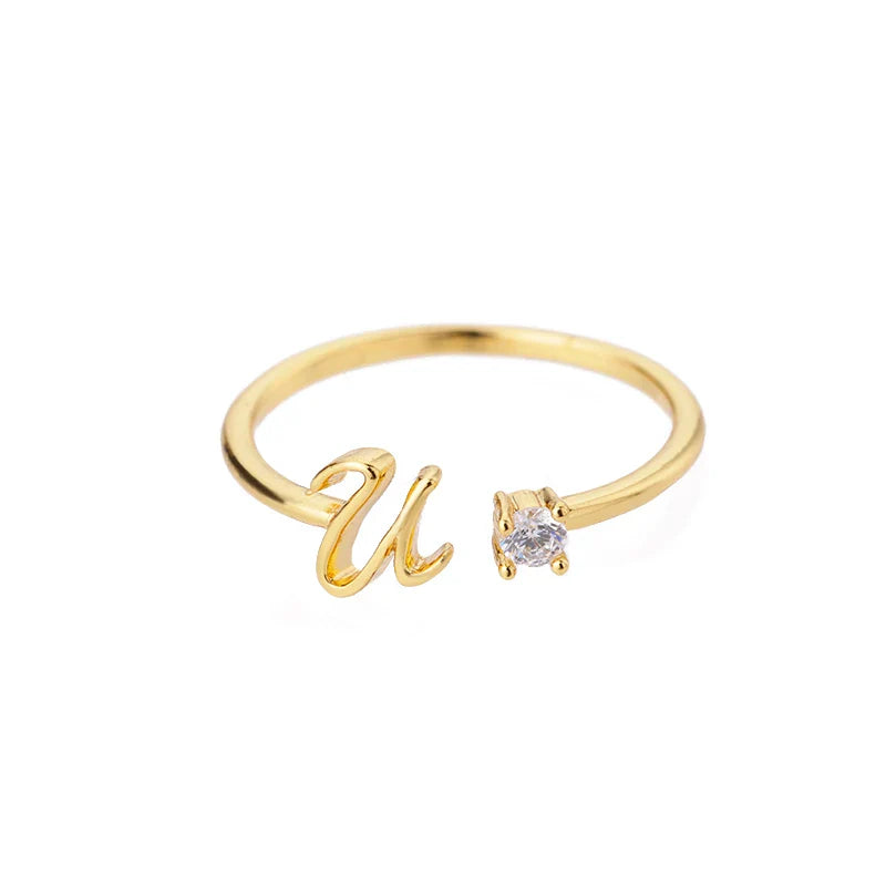 Anillo fino para mujer personalizado con inicial u