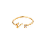 Anillo fino para mujer personalizado con inicial v