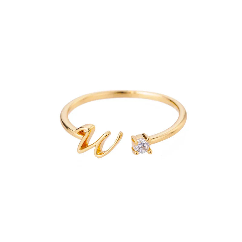 Anillo fino para mujer personalizado con inicial w
