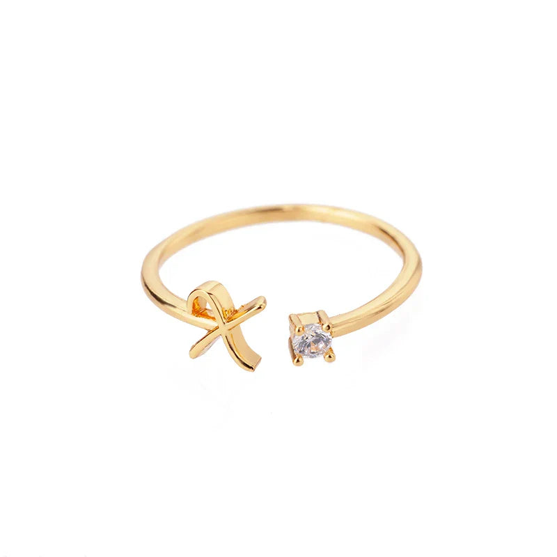 Anillo fino para mujer personalizado con inicial x