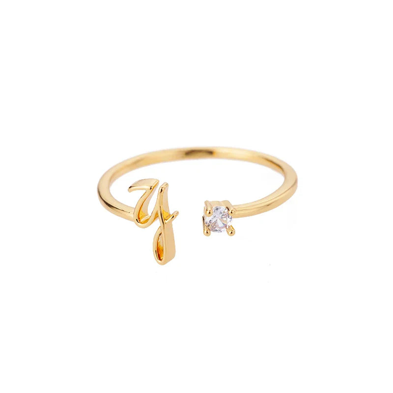 Anillo fino para mujer personalizado con inicial y