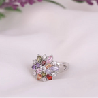 Anillo flor con cristales multicolores