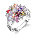 Anillo flor con cristales multicolores