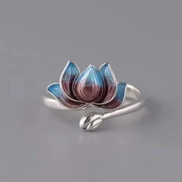 Anillo Flor de Loto Plateado