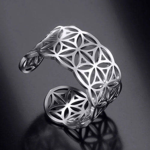 Anillo Flor de la Vida Mujer Anillo Mandala plata