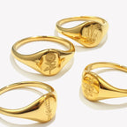Anillo flor silvestre grabado