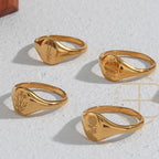 Anillo flor silvestre grabado girasol