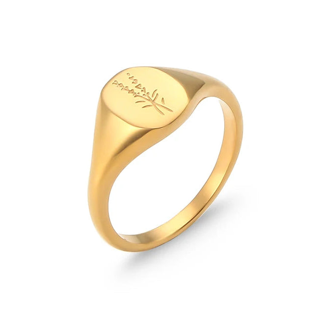 Anillo flor silvestre grabado lavanda