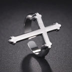 Anillo Hombre Sello Cruz Cristiana plata