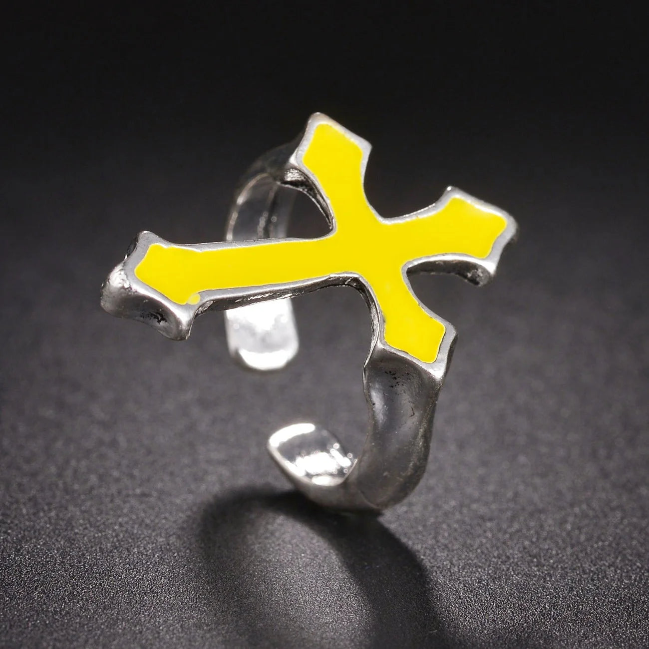 Anillo Hombre Sello Cruz Cristiana amarilla