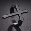 Anillo Hombre Sello Cruz Cristiana negra