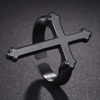 Anillo Hombre Sello Cruz Cristiana negra