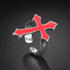 Anillo Hombre Sello Cruz Cristiana roja
