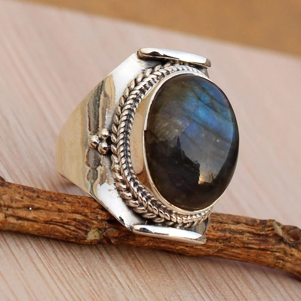 Anillo Piedra Labradorita 