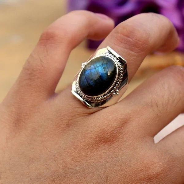 Anillo Piedra Labradorita 