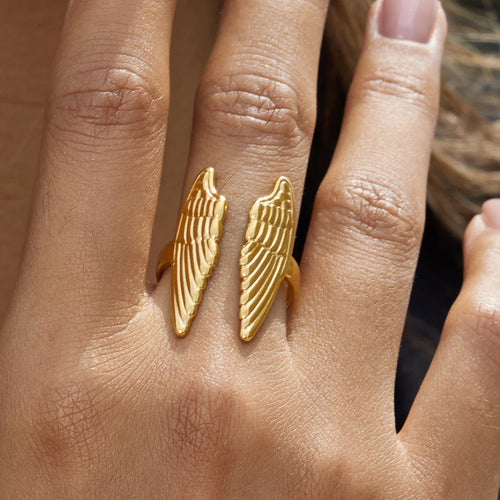Anillo ancho alas de ángel