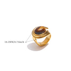 Wide adjustable ring with tiger's eye stone