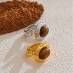 Wide adjustable ring with gold tiger's eye stone