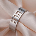Anillo ancho con grabado en hebreo judío plata