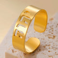 Anillo ancho con grabado en hebreo judío oro