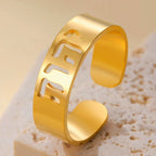 Anillo ancho con grabado en hebreo judío oro