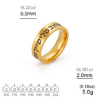 Anillo ancho con letras en hebreo judío oro