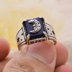 Anillo ancho de media luna esculpido de estilo místico