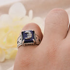 Anillo ancho de media luna esculpido de estilo místico