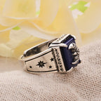 Anillo ancho de media luna esculpido de estilo místico