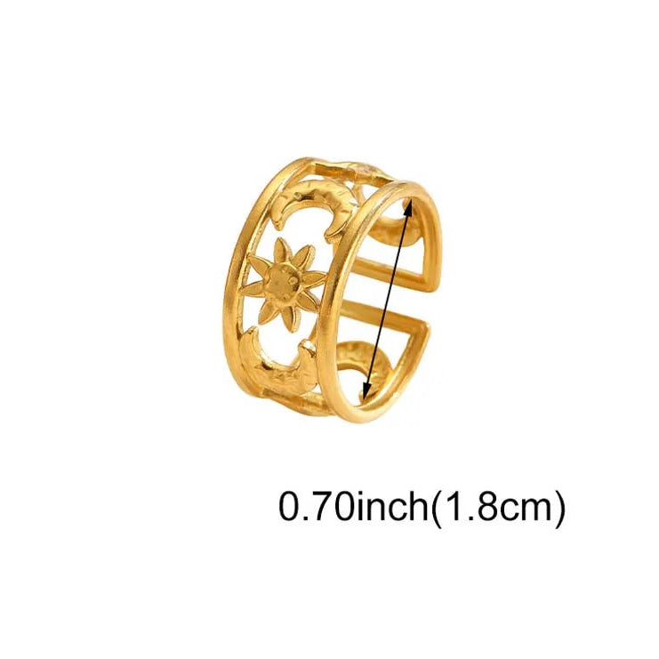 Anillo ancho efecto celeste sol y luna