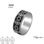 Anillo ancho Menorah y estrellas de David símbolos judíos