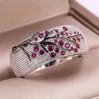 Anillo ancho pavé de cristales árbol de la vida