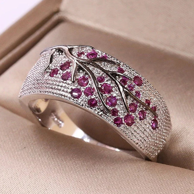 Anillo ancho pavé de cristales árbol de la vida