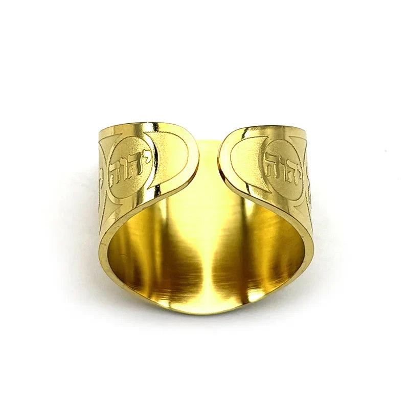Anillo ancho unisex con grabado en hebreo judío