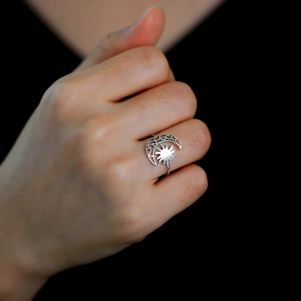 Anillo Luna y Sol plata