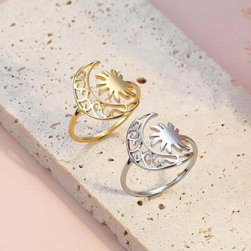 Anillo Luna y Sol plata