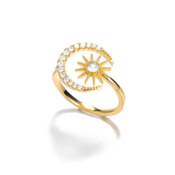 Anillo Luna Mujer Anillo Astros sol oro
