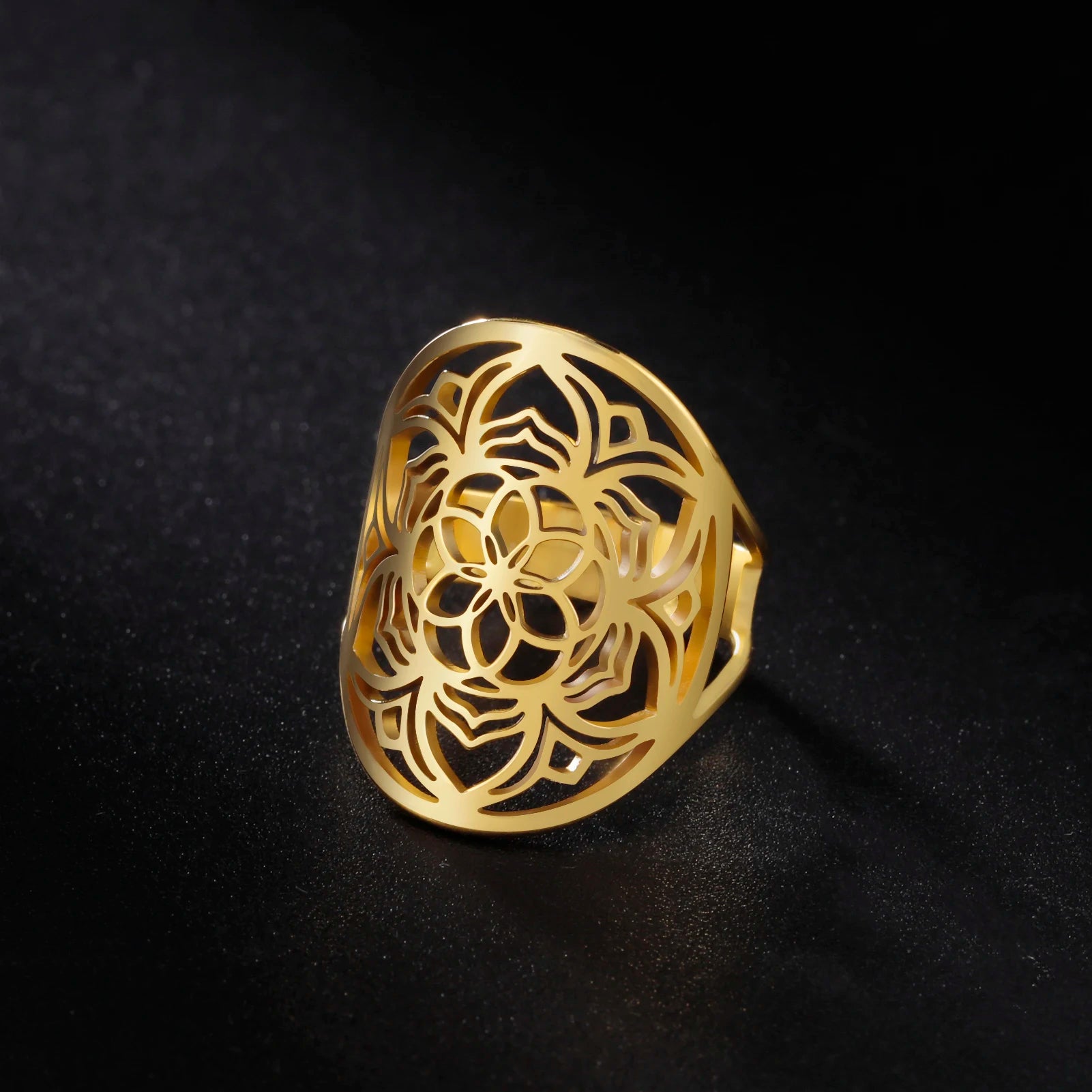 Anillo Mandala Mujer Anillo Flor oro