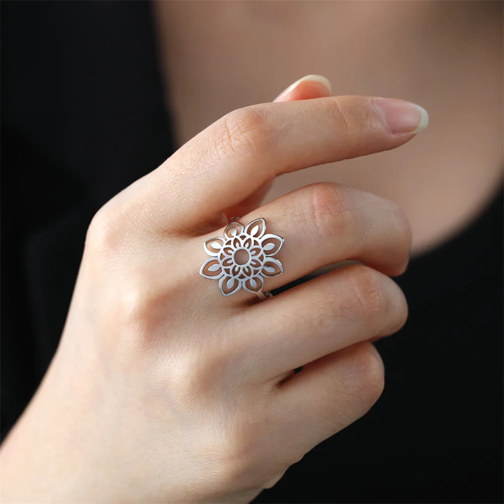 Anillo Mandala Mujer Sello plata