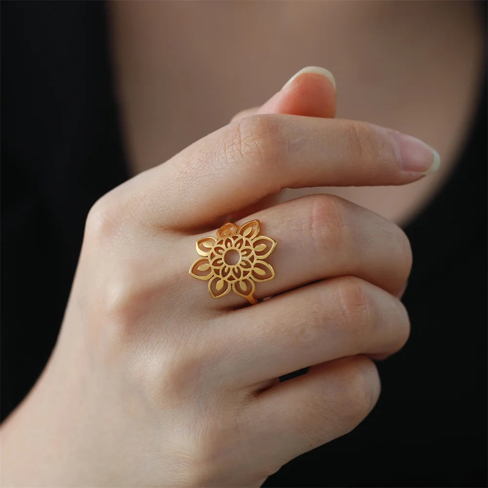 Anillo Mandala Mujer Sello oro