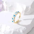 Anillo Mal de Ojo Azul Turco blanco